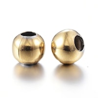 Guldfärgat rostfritt stål pärlor 4 mm med PVD plätering, ca 200 st
