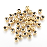 Guldfärgat rostfritt stål pärlor 6 mm med PVD plätering, ca 200 st