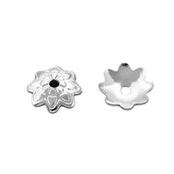 Silverfärgat rostfritt stål pärlhattar 7 mm, ca 50 st