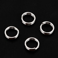 Silverfärgat rostfritt stål dubbelringar 6 mm, ca 100 st