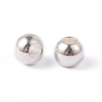 Silverfärgat rostfritt stål pärlor 3x2 mm, ca 100 st