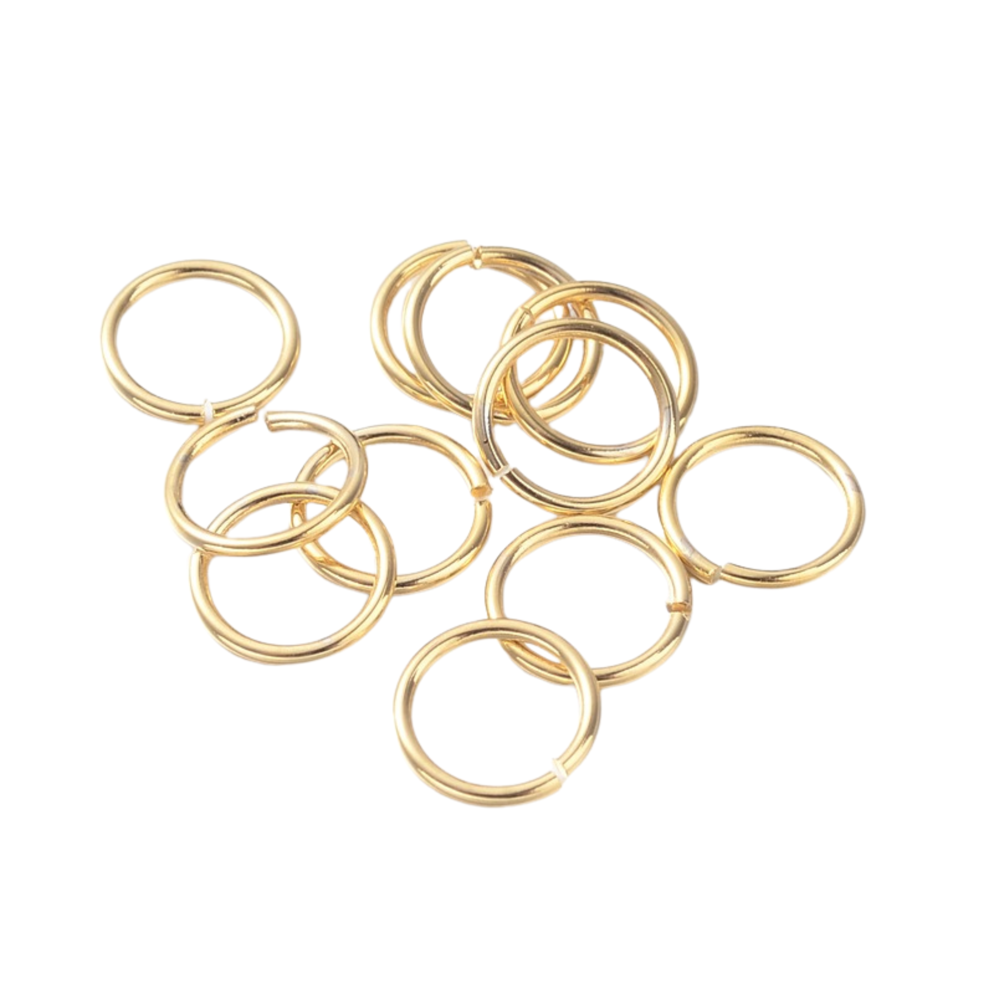 Guldfärgat rostfritt stål bindringar 8 mm med 18k plätering, ca 20 st