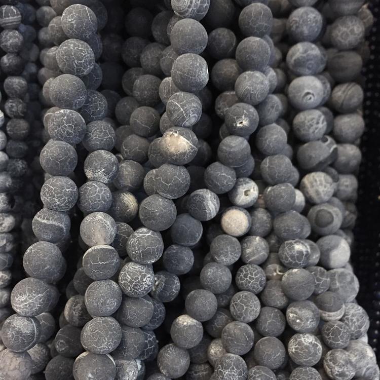 Frostad gråblå agat 6 mm, 1 sträng