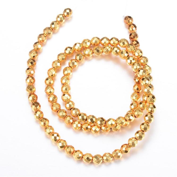 Guldfärgad hematit facetterade 8 mm, 1 sträng