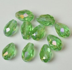 Facetterade glasdroppar, grön AB 15 mm, 10 st