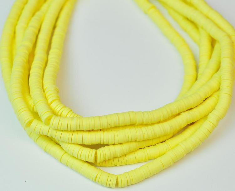Heishi pärlor gul, 1 sträng