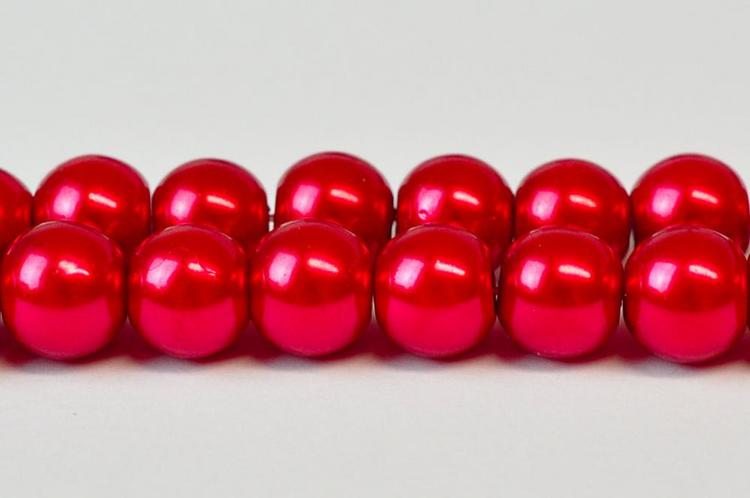 Vaxade glaspärlor 8 mm röda, 1 sträng