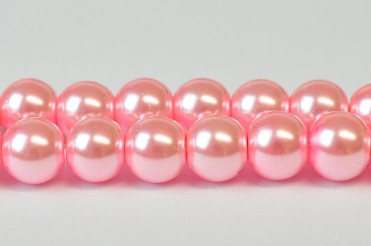 Vaxade glaspärlor 8 mm rosa, 1 sträng