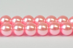 Vaxade glaspärlor 8 mm rosa, 1 sträng