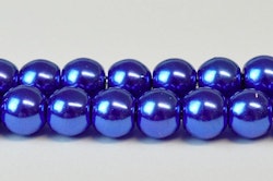 Vaxade glaspärlor 8 mm mörkt blå, 1 sträng