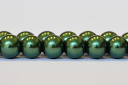 Vaxade glaspärlor 8 mm mörkgröna, 1 sträng