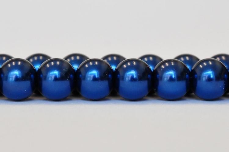 Vaxade glaspärlor 4 mm mörkblå, 1 sträng