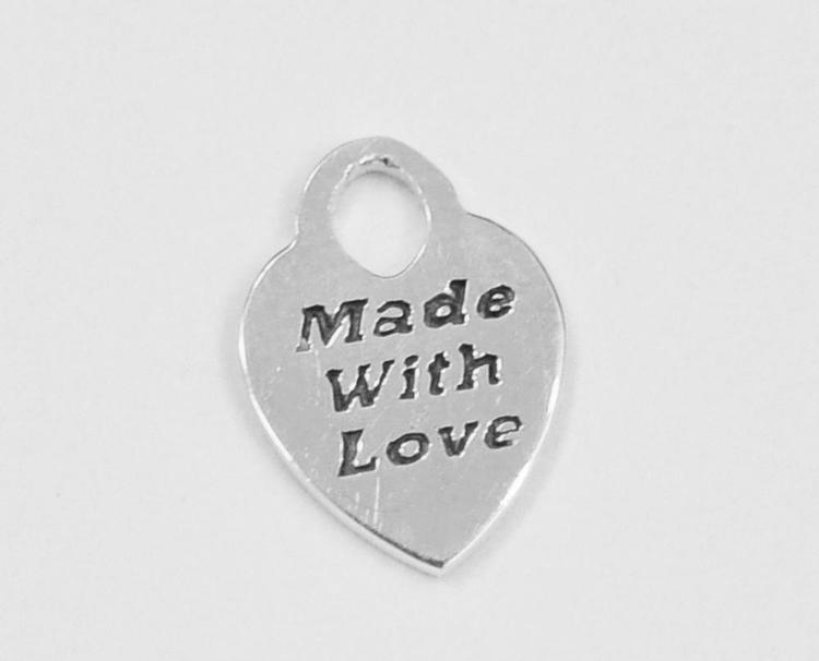 Sterling silver berlock hjärta "Made with love", 1 st