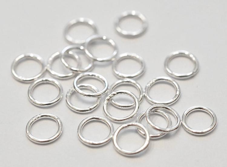 Sterling silver lödda ringar 6 mm, 10 st