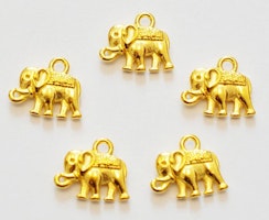Guldfärgade berlocker elefanter, 10 st