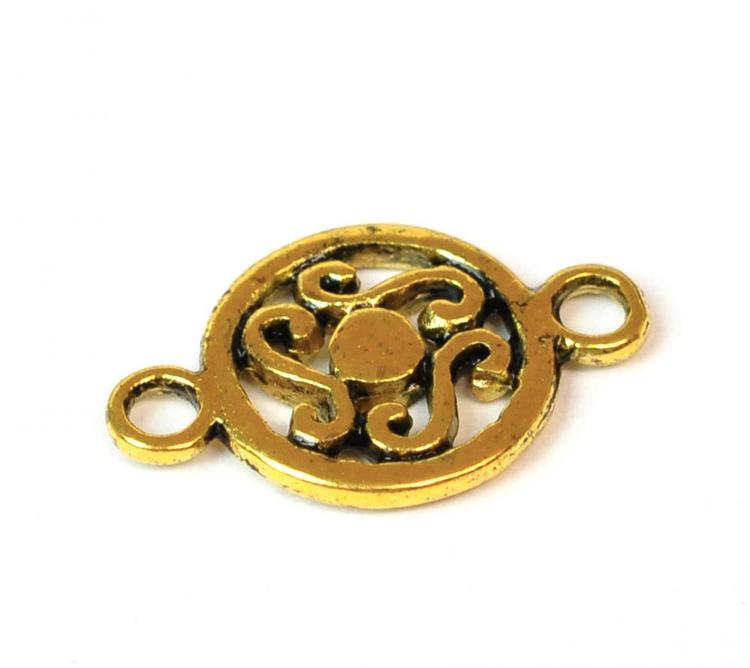Antikt guldfärgade mönstrade connectors, 10 st