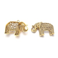 Antikt guldfärgat hänge stor elefant, 1 st