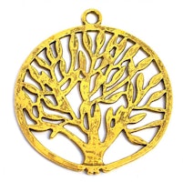 Antikt guldfärgat stort hänge livets träd, 1 st