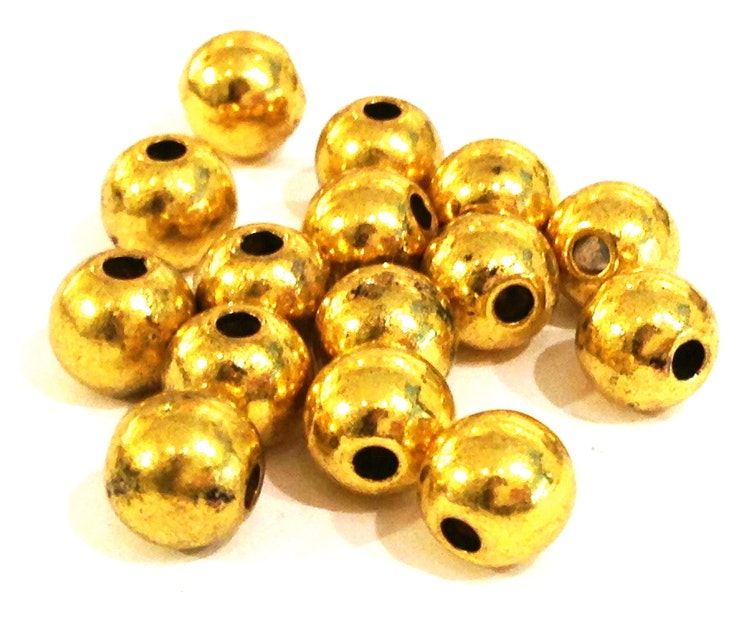 Antikt guldfärgade metallpärlor 4 mm, 50 st