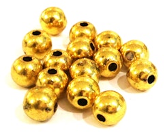 Antikt guldfärgade metallpärlor 6 mm, ca 50 st