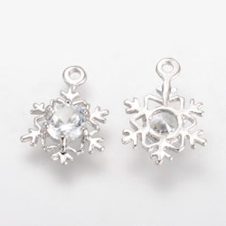 Antikfärgad berlock liten snöflinga med cubic zirconia, 1 st