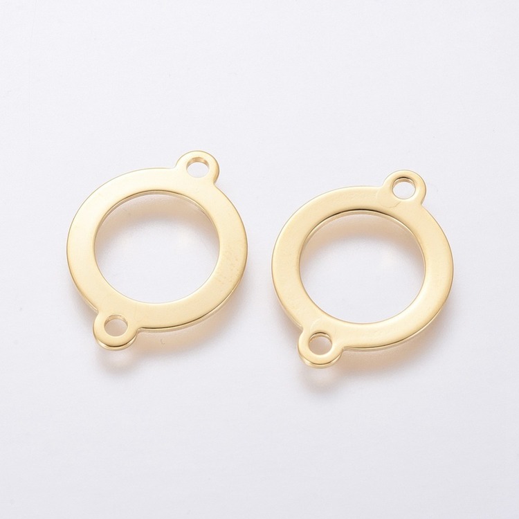 Guldfärgat rostfritt stål connector ring, 1 st