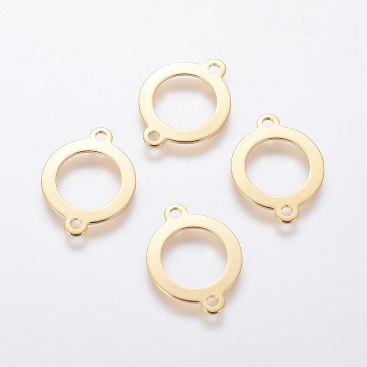 Guldfärgat rostfritt stål connector ring, 1 st