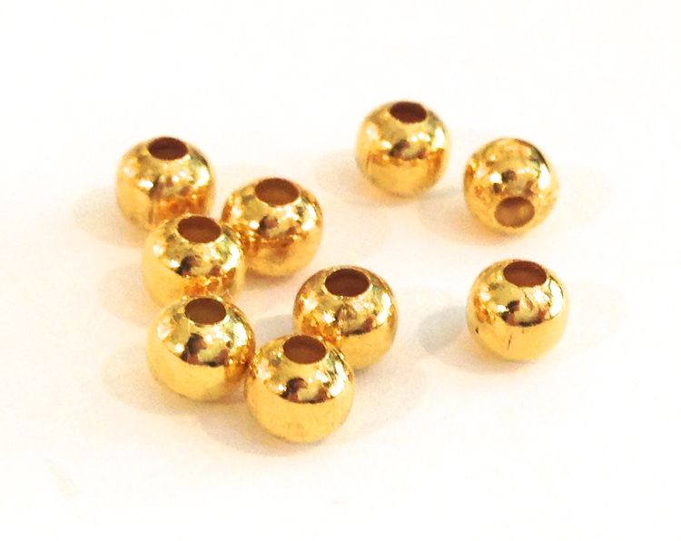 Guldfärgade metallpärlor 3-4 mm, ca 1000 st