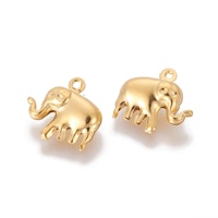 Guldfärgat rostfritt stål berlock elefant, 1 st