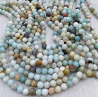 Facetterad Amazonite 6 mm multi, 1 sträng