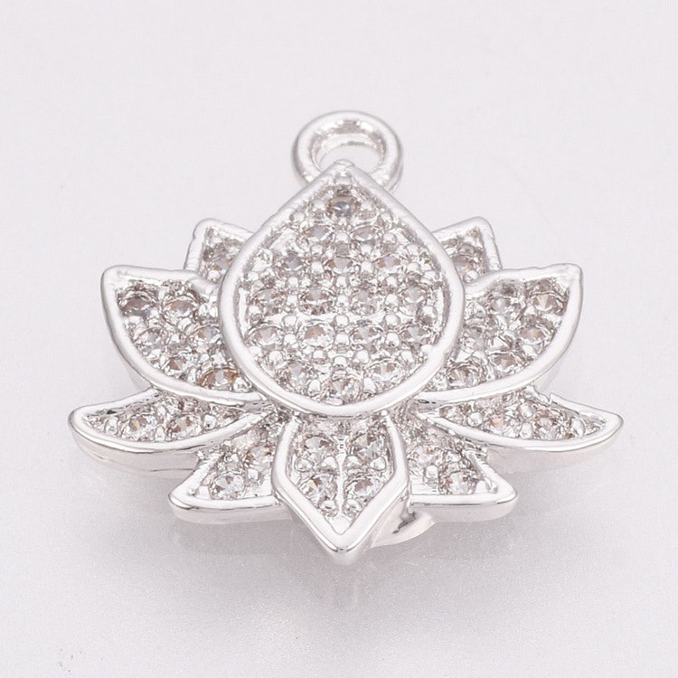 Antikfärgad berlock cubic zirconia, lotus, 1 st