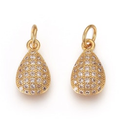 Guldfärgad berlock cubic zirconia droppe, 1 st