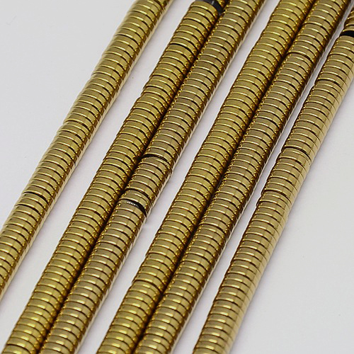 Antikt guldfärgad hematit rondeller 4x2 mm, 1 sträng
