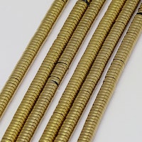 Antikt guldfärgad hematit rondeller 4x2 mm, 1 sträng