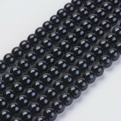 Glaspärlor 10 mm svarta, 1 sträng