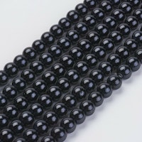Glaspärlor 8 mm svarta, 1 sträng