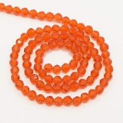 Facetterade glaspärlor 8 mm orange, 1 sträng