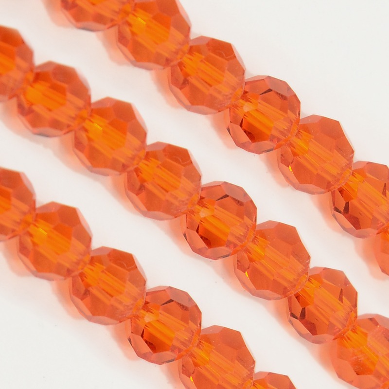 Facetterade glaspärlor 4 mm mörk orange, 1 sträng