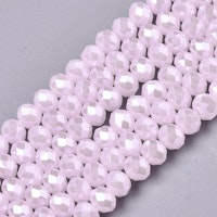 Facetterade abacus 4x3 mm milkrose glittriga, 1 sträng