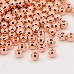 Roséfärgade metallpärlor 3-4 mm, ca 200 st