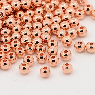 Roséfärgade metallpärlor 4 mm, 50 st