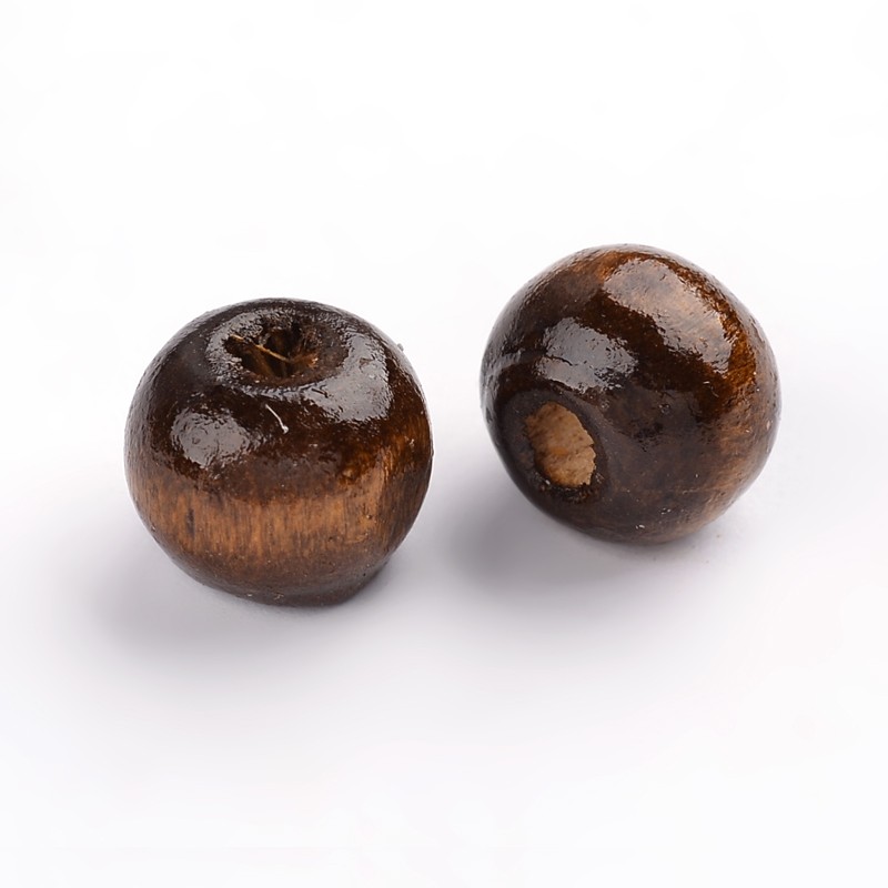 Träpärlor 6-7 mm mörkbruna, ca 100 st