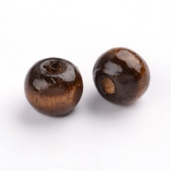 Träpärlor 8 mm mörkbruna, ca 100 st