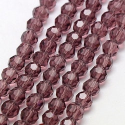 Facetterade glaspärlor 6 mm lila, 1 sträng