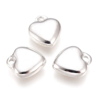 Silverfärgat rostfritt stål berlock hjärta, 1 st