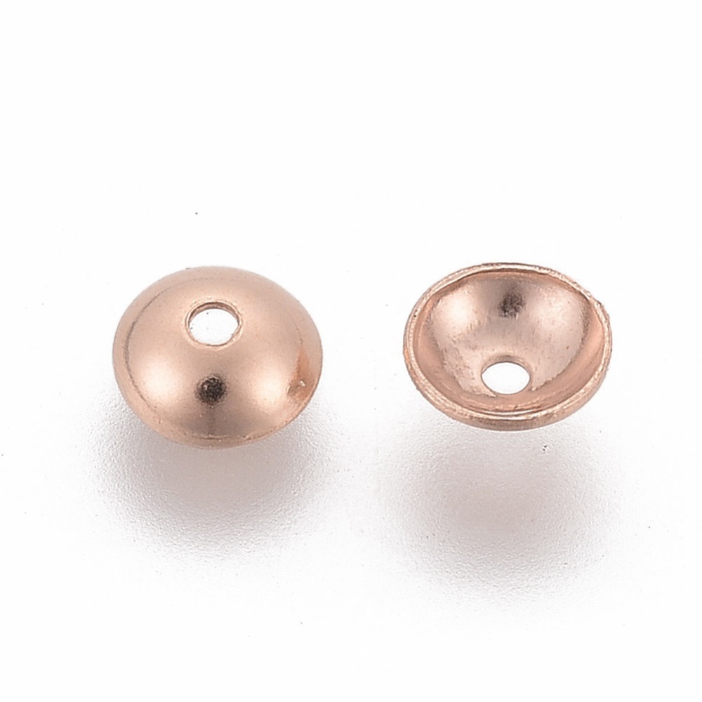 Roséfärgat rostfritt stål pärlhattar 4 mm, 10 st