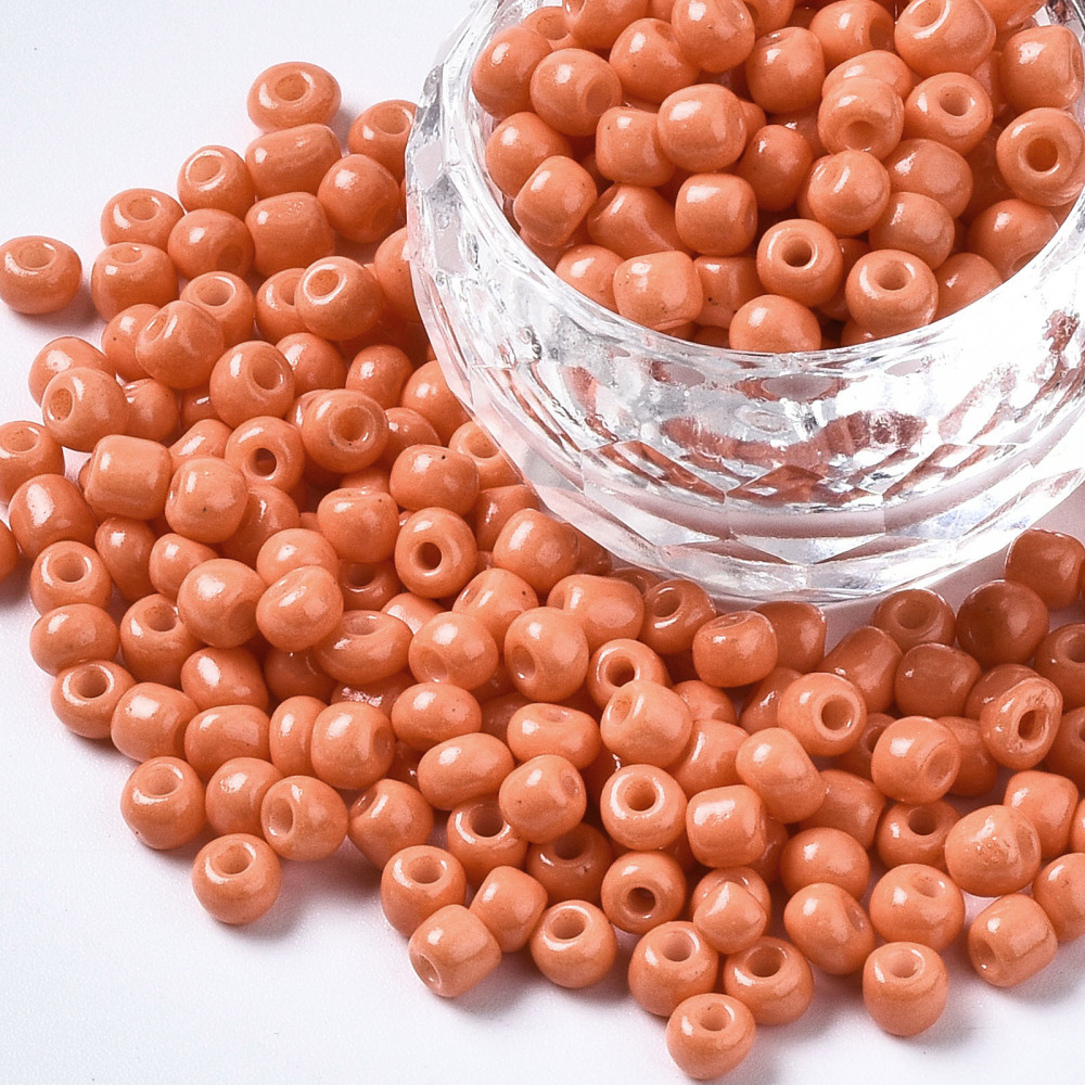 Seed beads 4 mm orange, ca 150 st