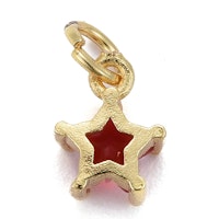 Guldfärgad berlock röd stjärna med cubic zirconia, 1 st