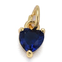 Guldfärgad berlock blå hjärta med cubic zirconia, 1 st