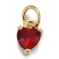 Guldfärgad berlock röd hjärta med cubic zirconia, 1 st